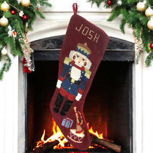 Vtg IMPERIAL ELEGANCE Wool Needlepoint Christmas Stocking Nutcracker 1991 *READ*